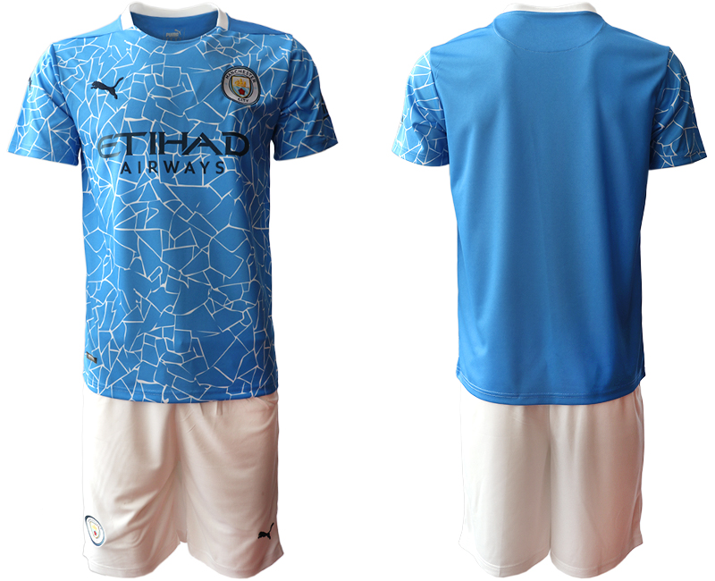 Men 2020-2021 club Manchester City home blank blue Soccer Jerseys->manchester city jersey->Soccer Club Jersey